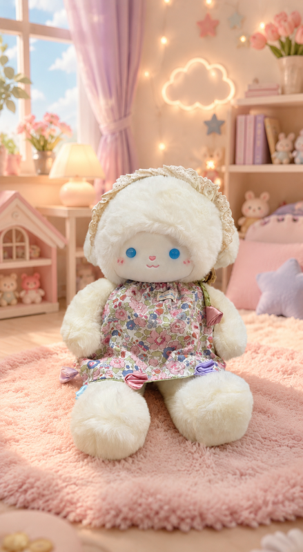 Purple Floral Dress Lamb Plush – 43 cm