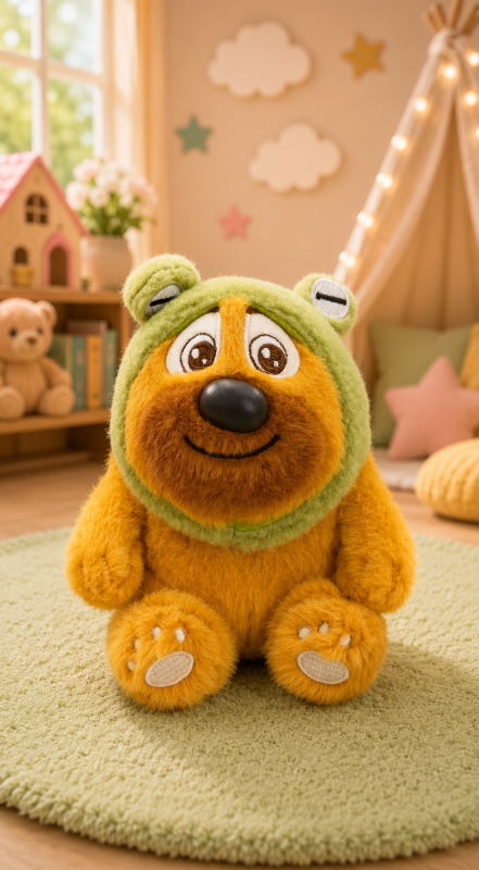Frog Hood Bear Plush – 14 cm