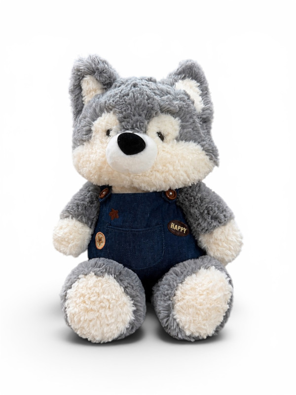 Forest Wolf Plush – Denim Overalls – 50 cm